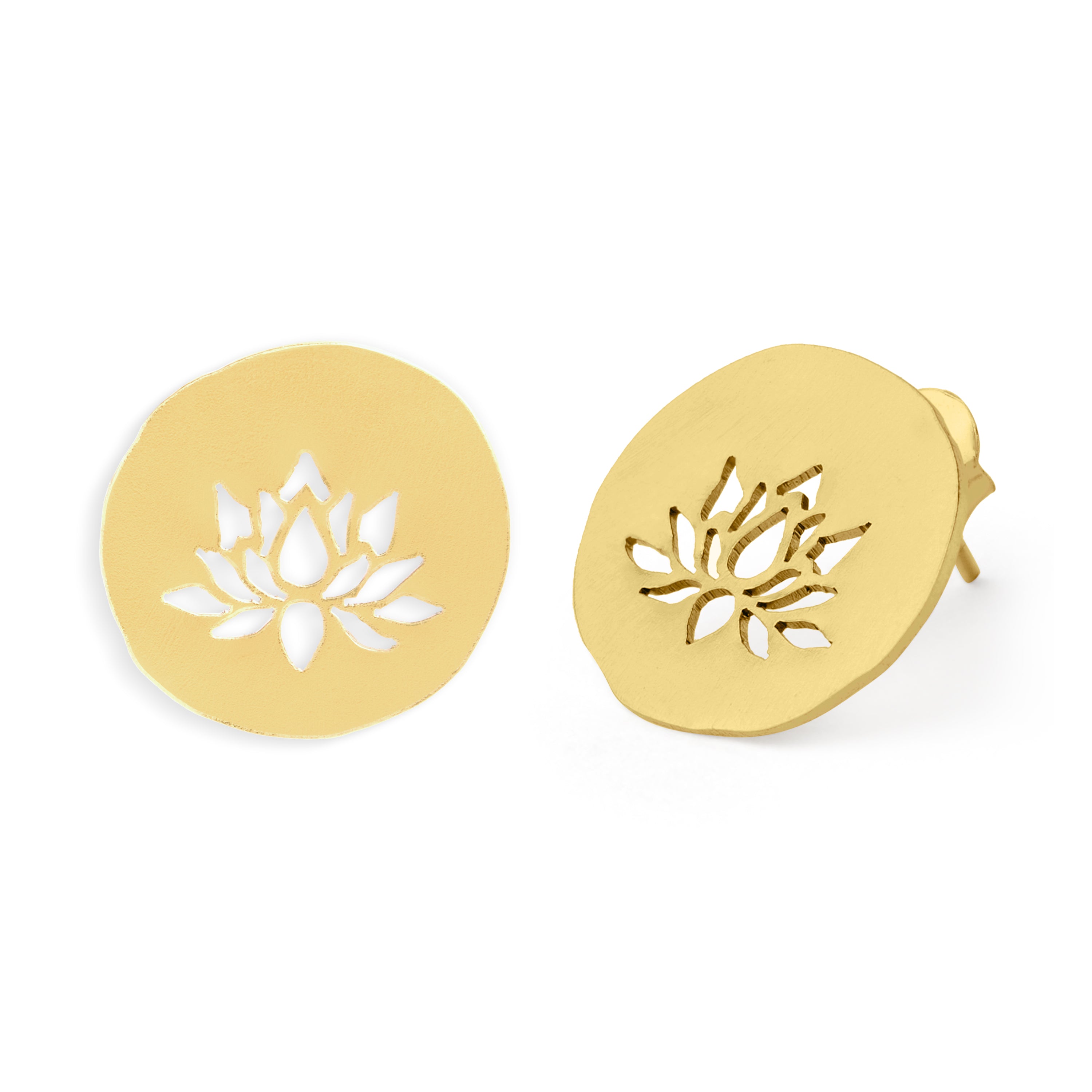 Elegant Lotus Design Silver-Plated Studs - Handmade In Nepal