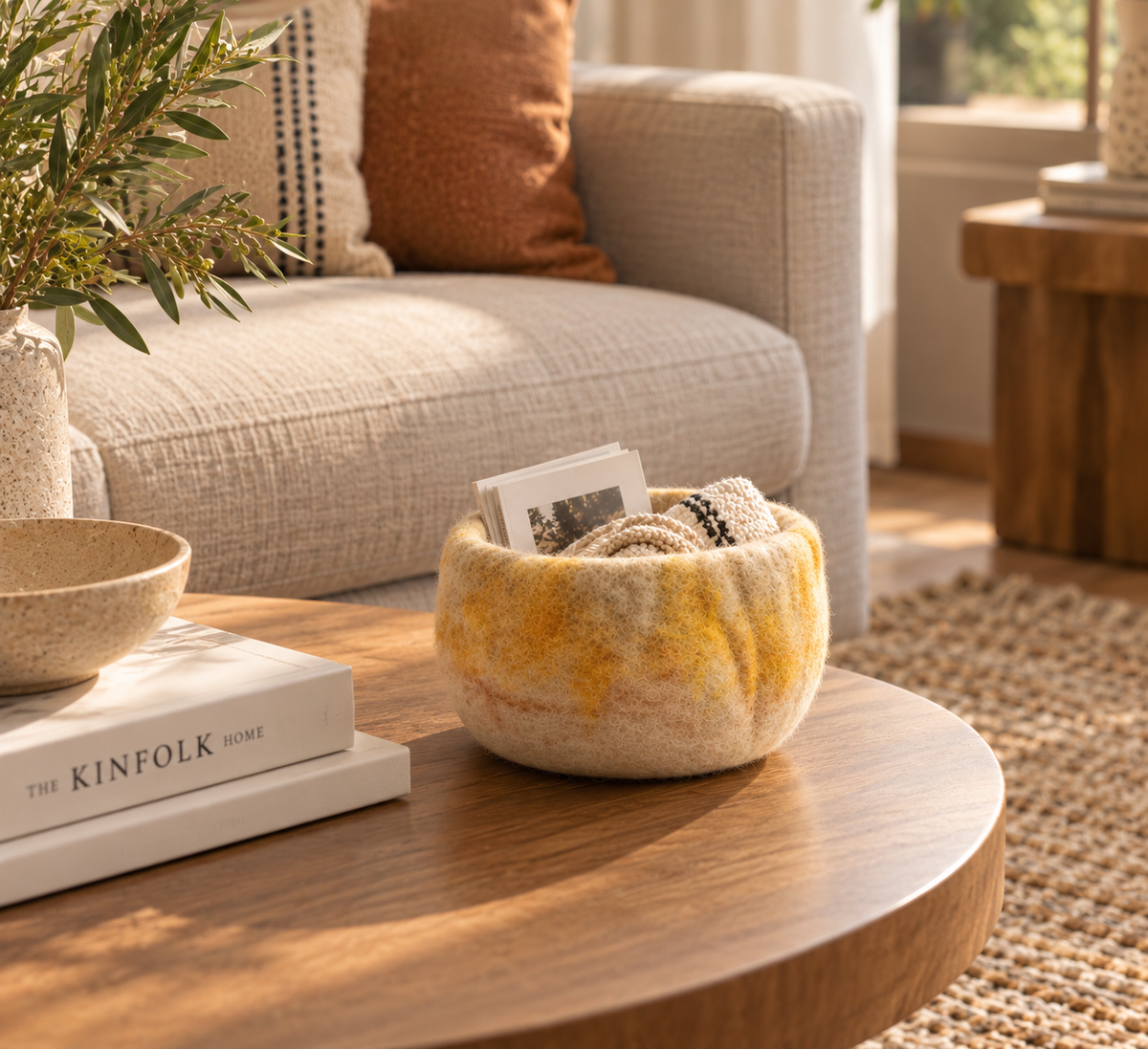 Dusk Ombré Handmade Wool Felt Storage Basket