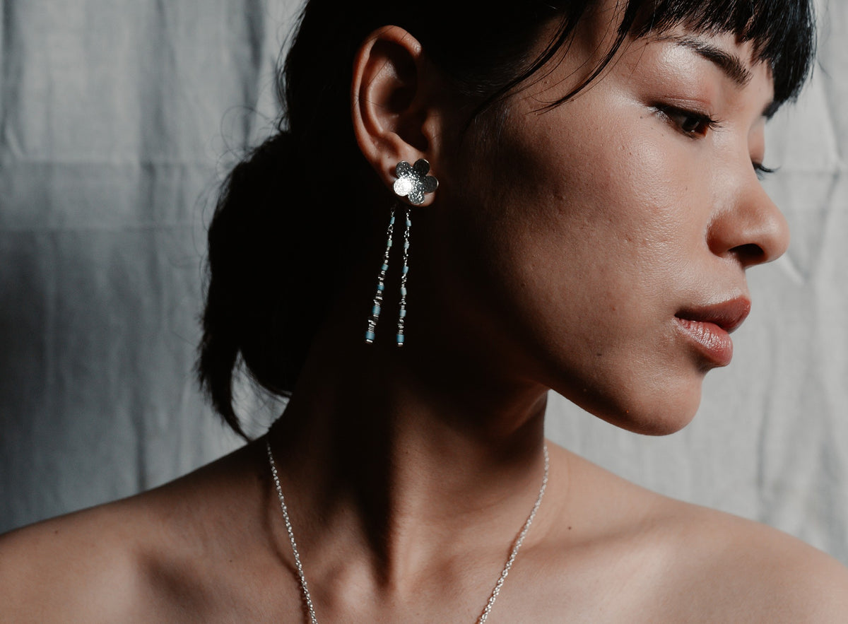 Floral Turquoise Chain Earring