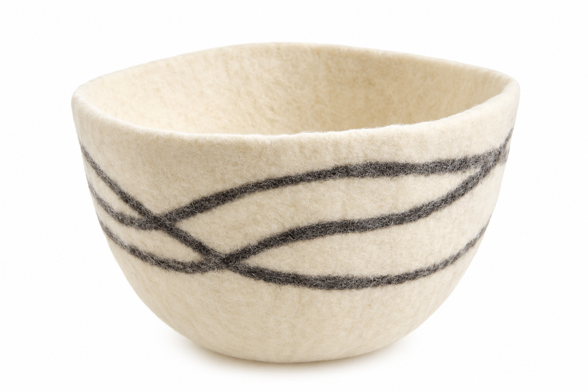 Frost Handmade Wool Felt Nesting Bowl