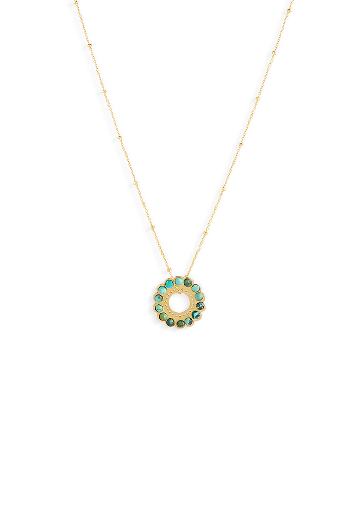 Turquoise Motif Necklace - Handmade In Nepal