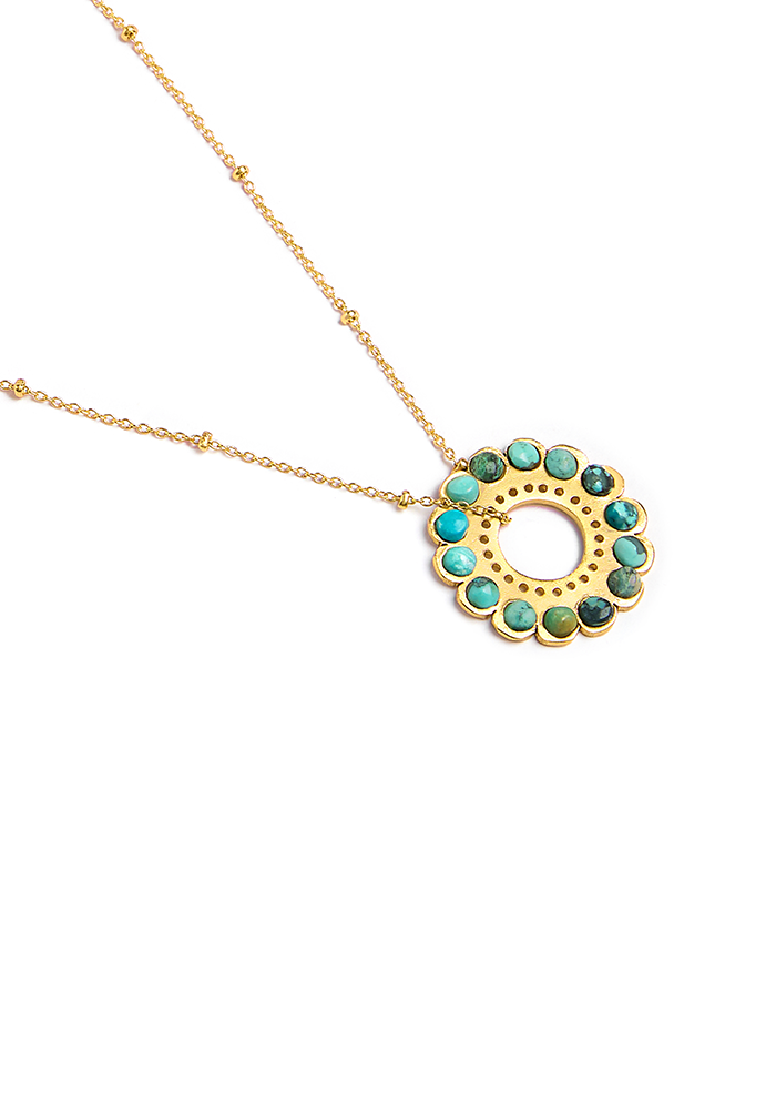 Turquoise Motif Necklace - Handmade In Nepal