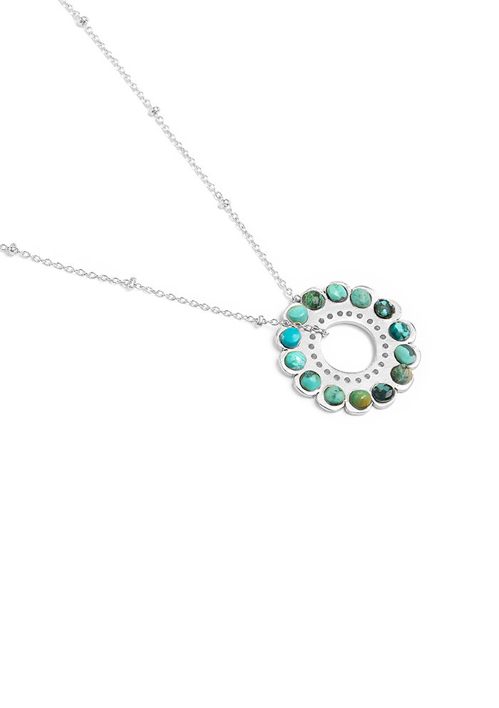 Turquoise Motif Necklace - Handmade In Nepal