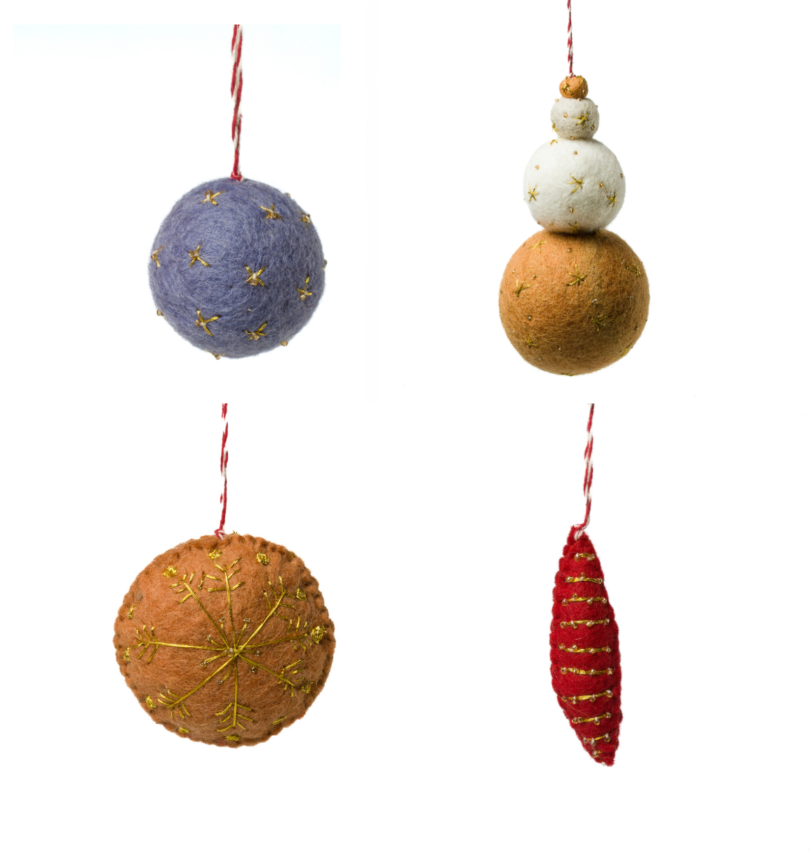 Marigold Winter Felt Christmas Ornaments – Set of 4