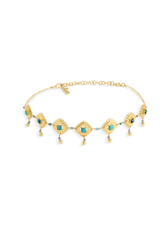 Turquoise Artisinal Choker - Handmade In Nepal