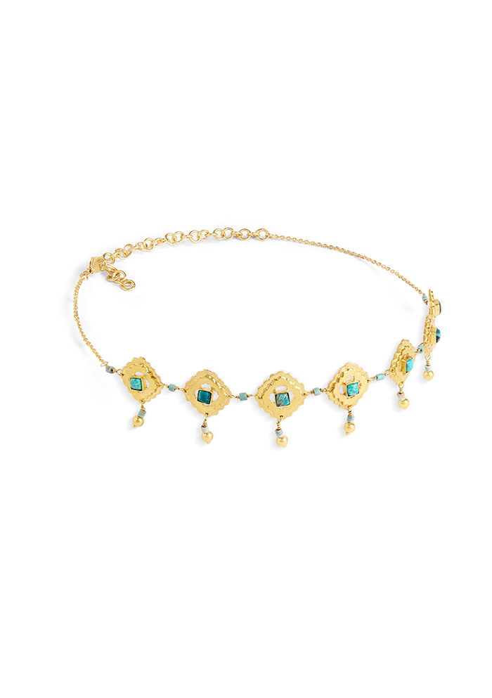 Turquoise Artisinal Choker - Handmade In Nepal