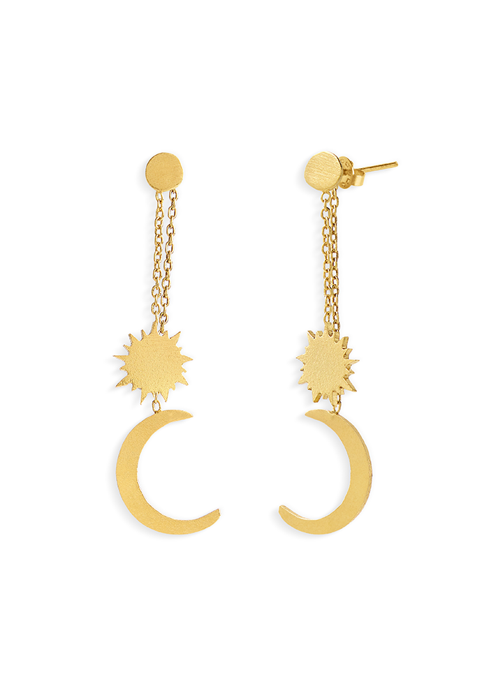 Chain Sun And Moon Earrings