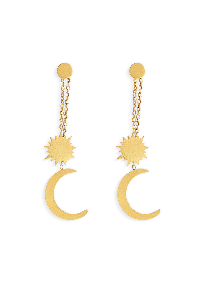 Chain Sun And Moon Earrings