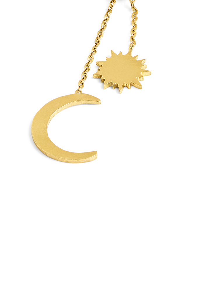 Chain Sun And Moon Earrings