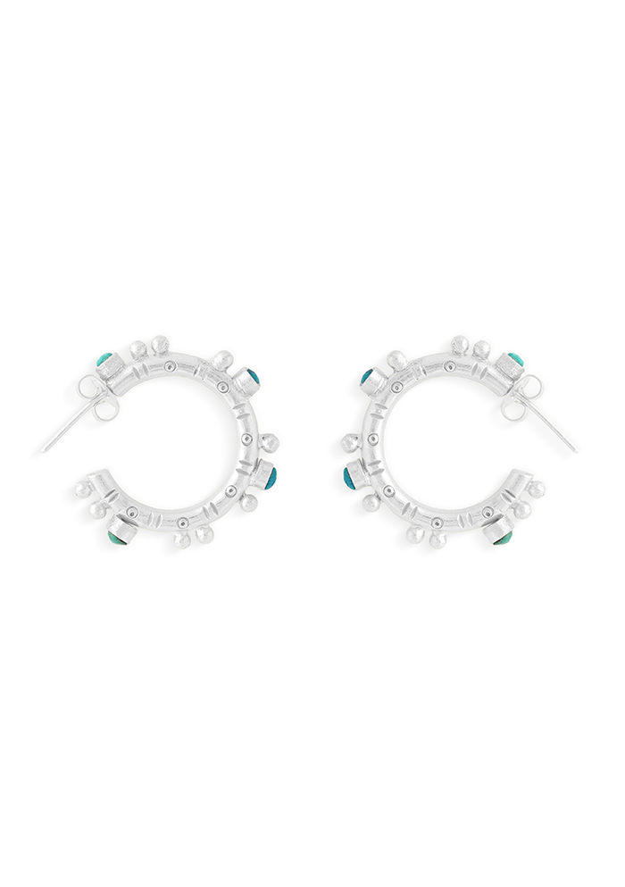 Turquoise Hoops - Handmade In Nepal