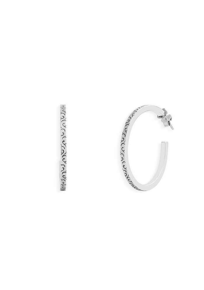 Swirl Silver Hoops
