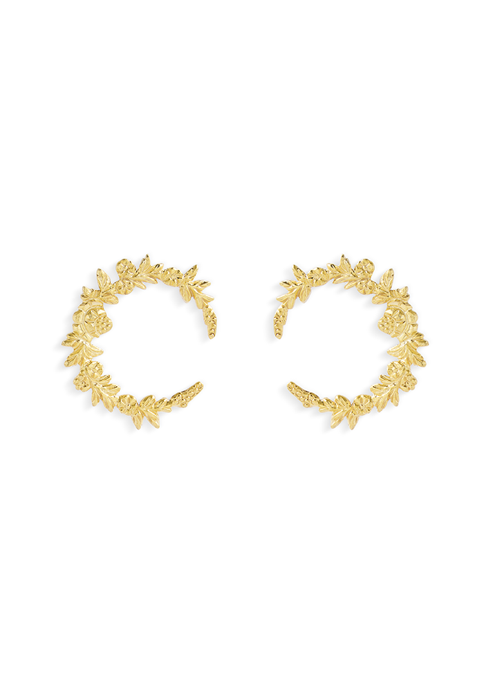 Hand Carved Floral Earring