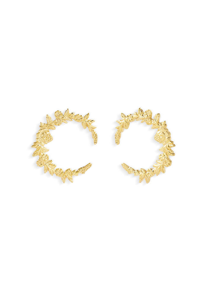 Hand Carved Floral Earring