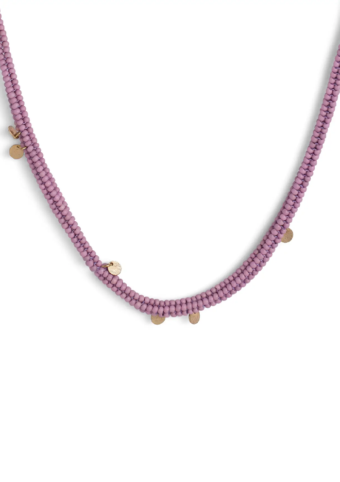 Bold Beaded Necklace (Purple)