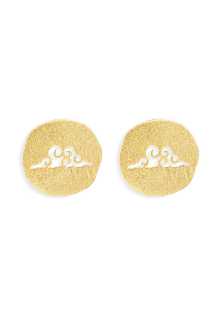 Golden Cloud Whisper Stud Earrings – Handmade In Nepal