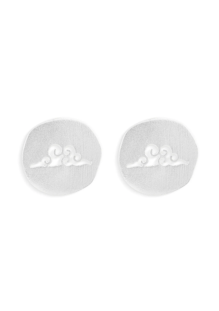 Golden Cloud Whisper Stud Earrings – Handmade In Nepal
