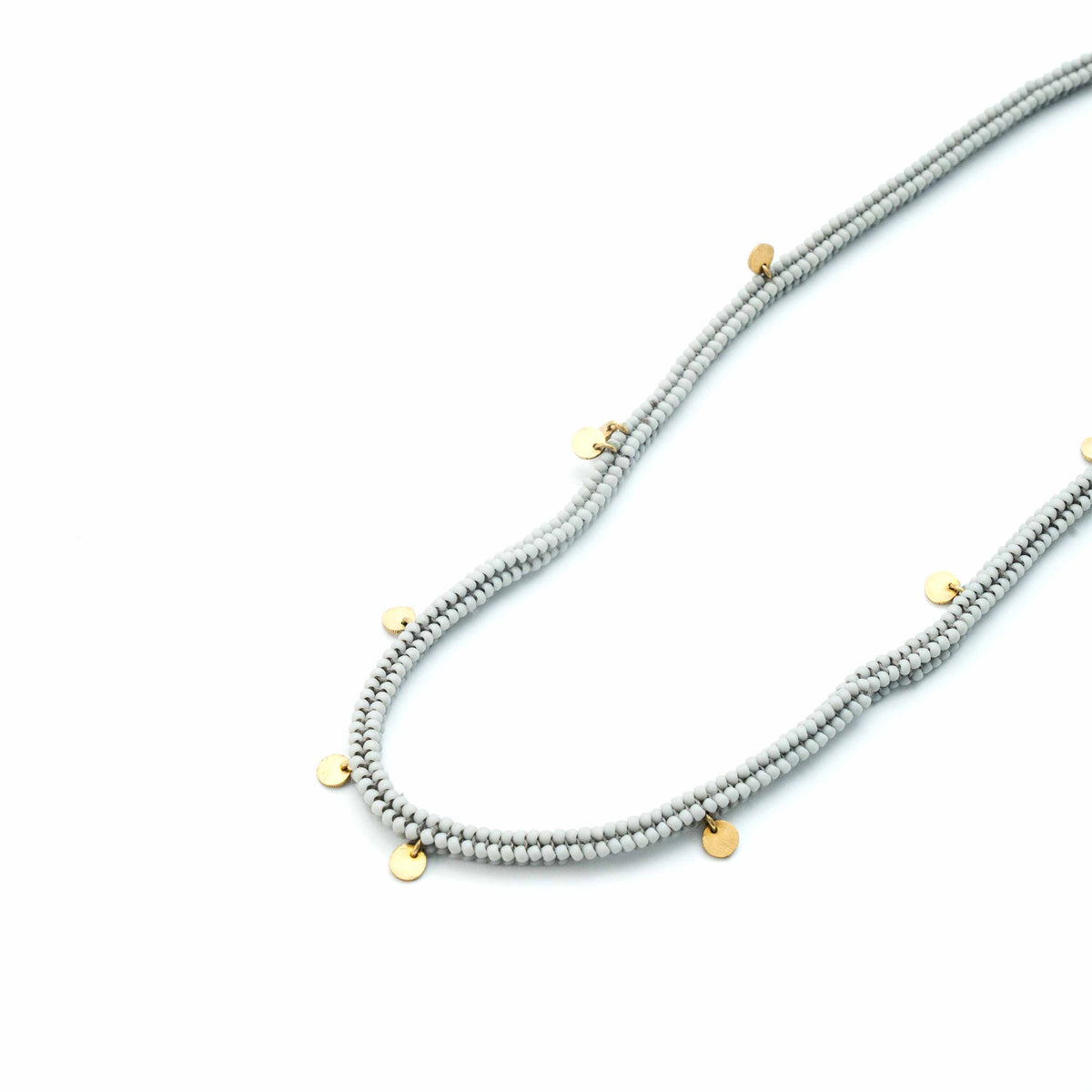 Bold Beaded Necklace (Grey)