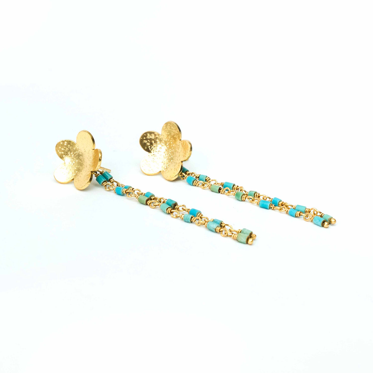 Floral Turquoise Chain Earring