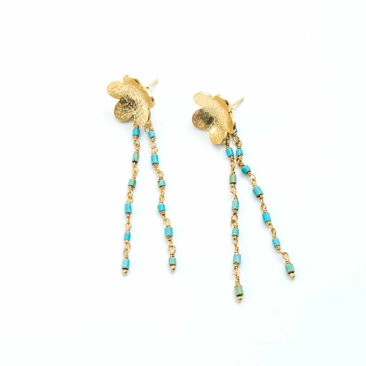 Floral Turquoise Chain Earring