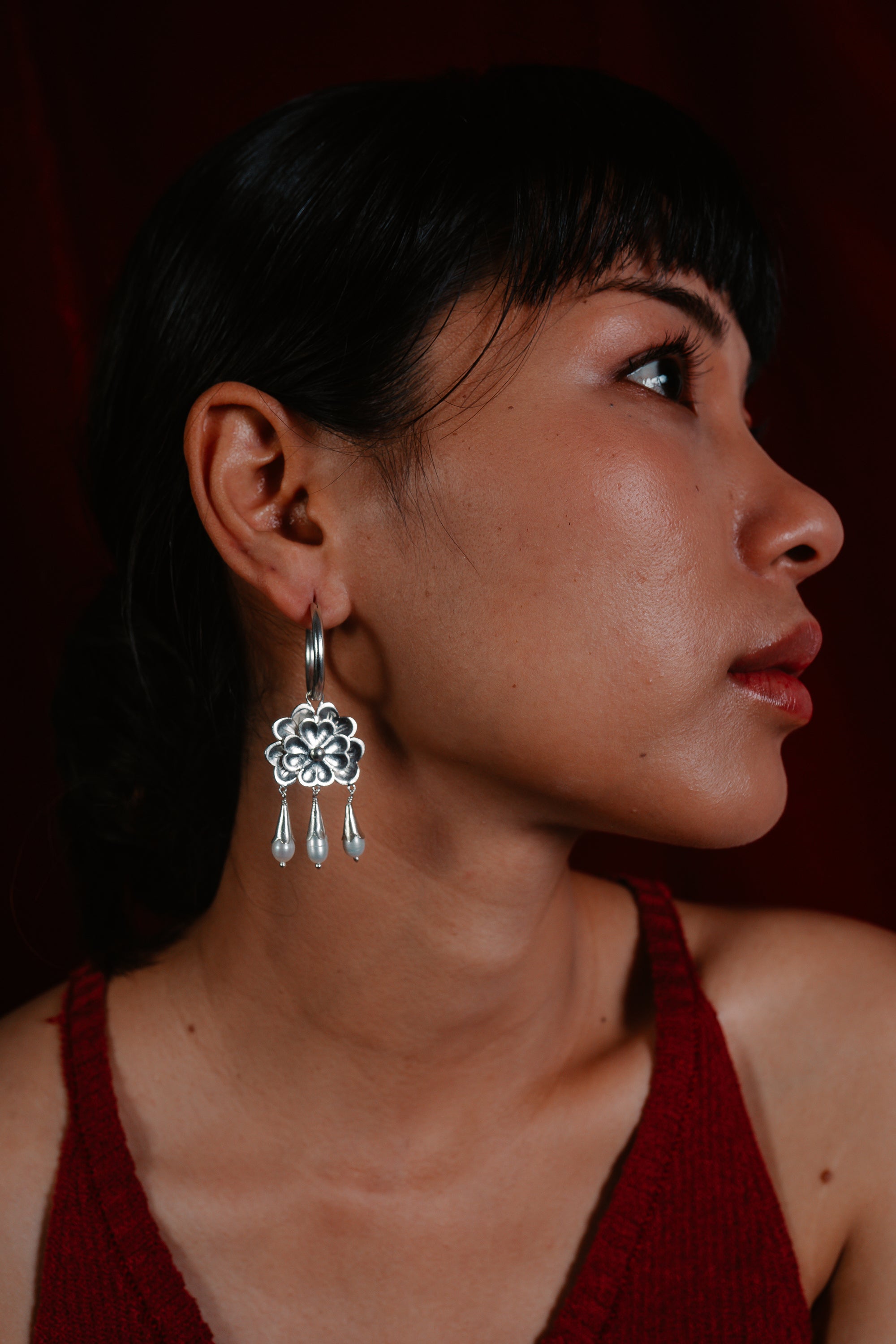 Petal pearl drop Earrings