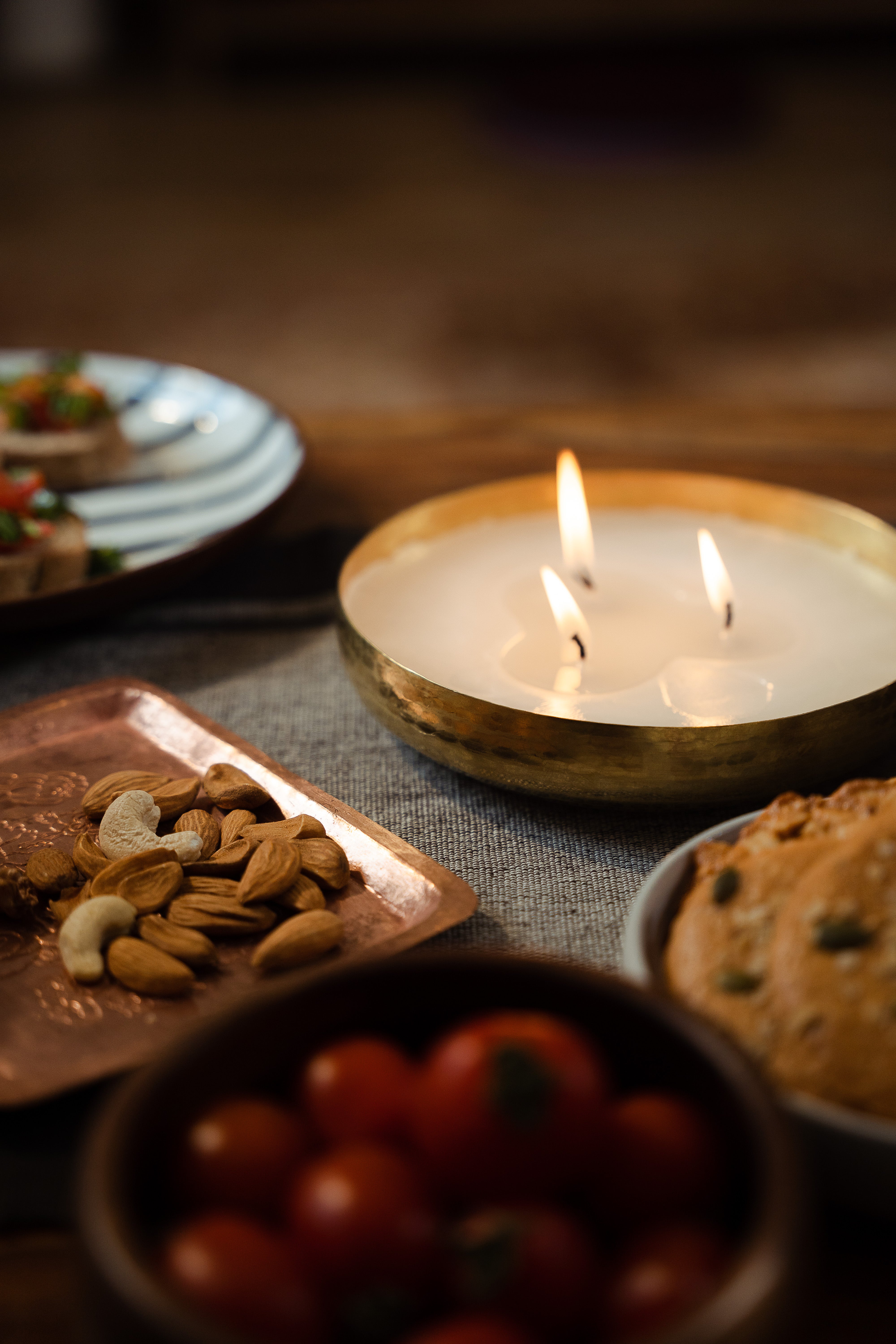 Brass Bowl Candle: Beeswax Handmade Sandalwood Candle