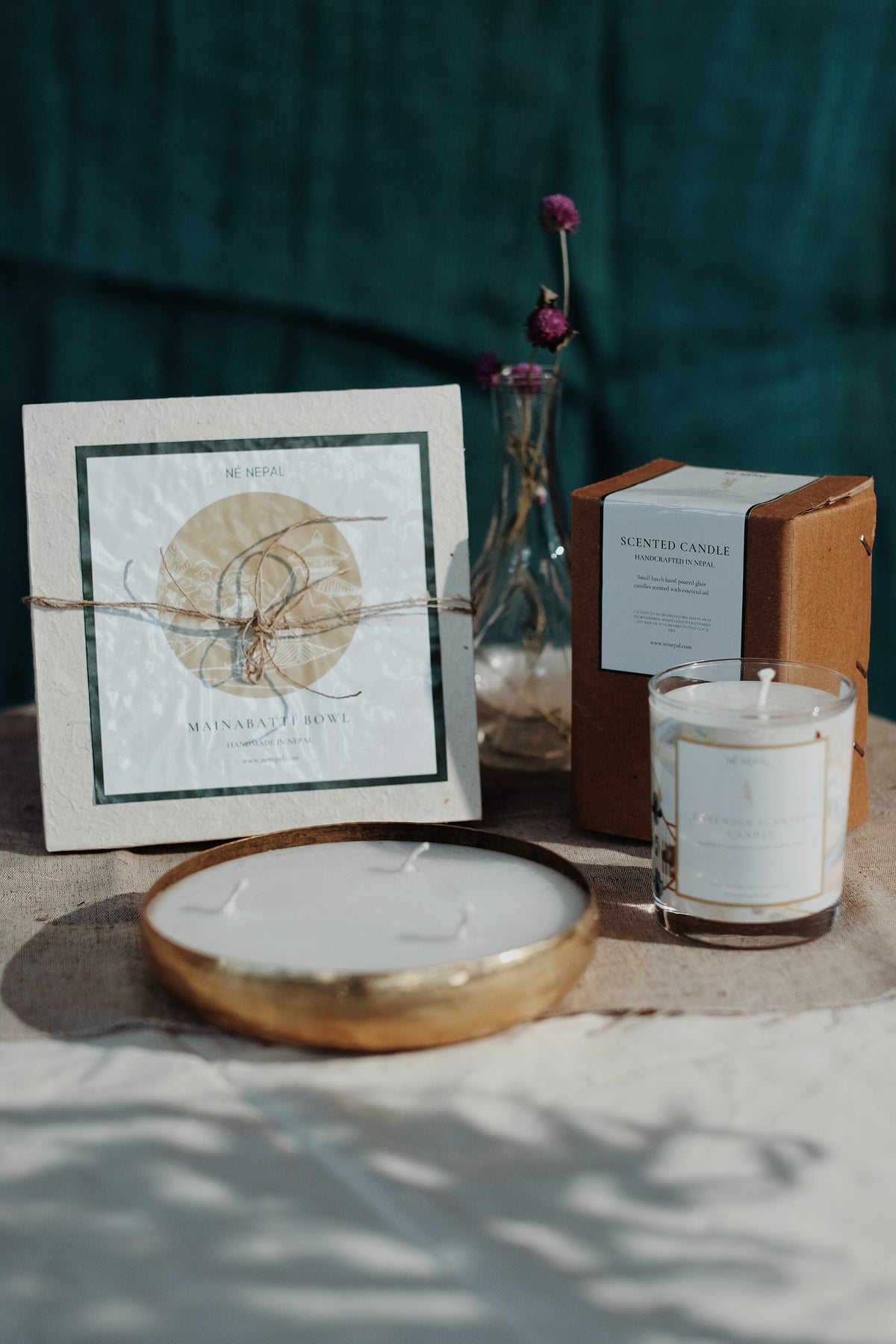 Brass Bowl Candle: Beeswax Handmade Sandalwood Candle