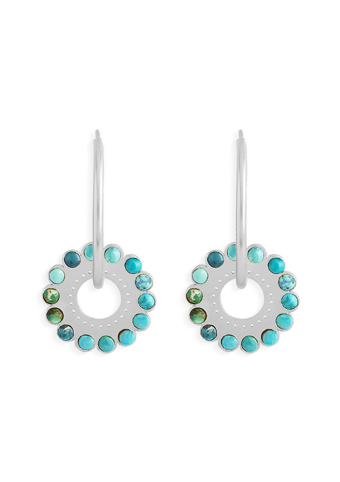 Turquoise Round Earrings - Handmade In Nepal