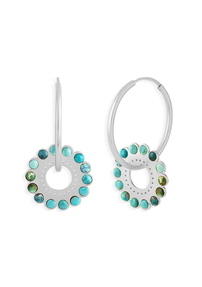 Turquoise Round Earrings - Handmade In Nepal