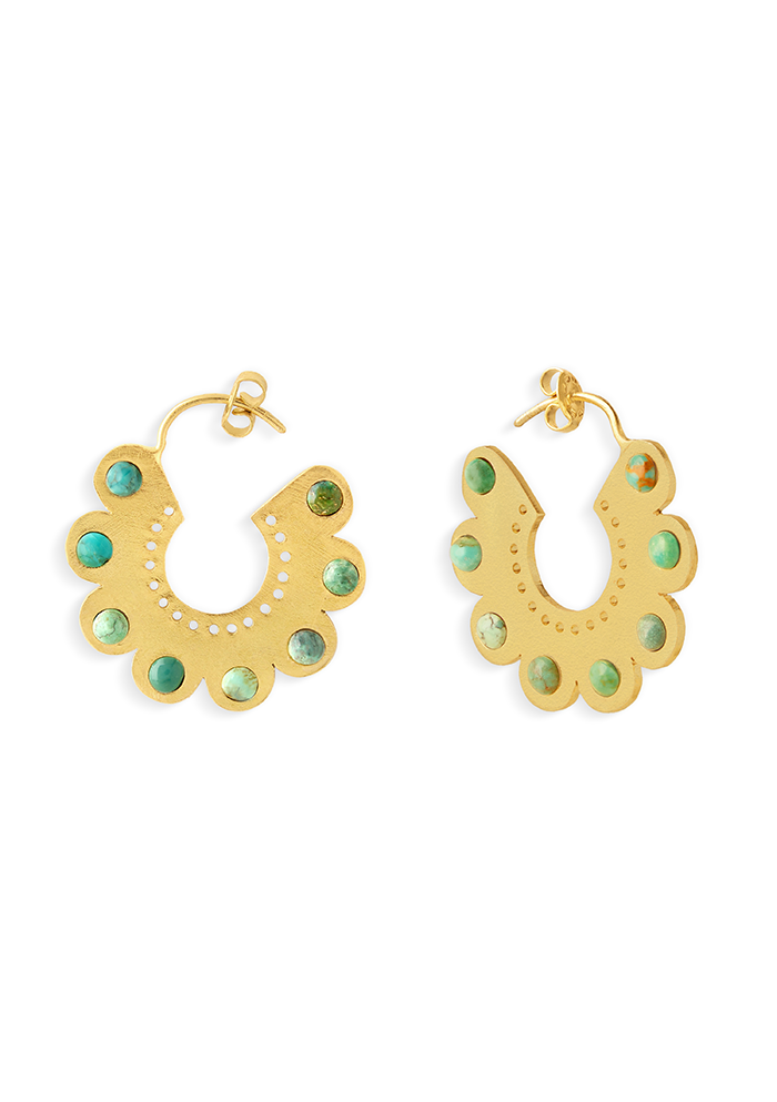 Turquoise Round Hoops  - Handmade In Nepal