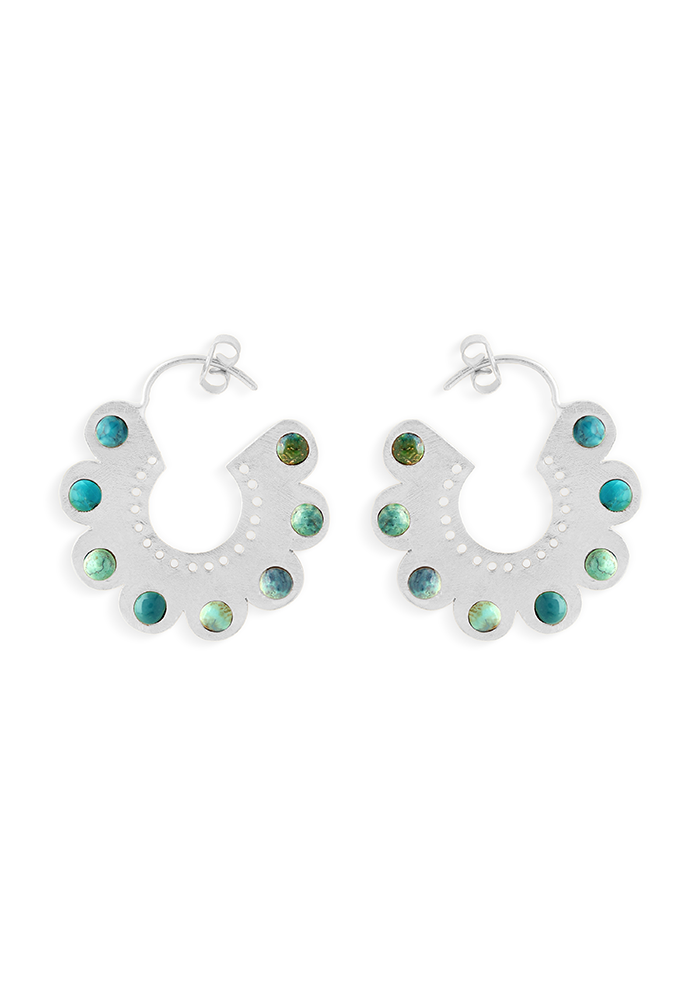 Turquoise Round Hoops  - Handmade In Nepal