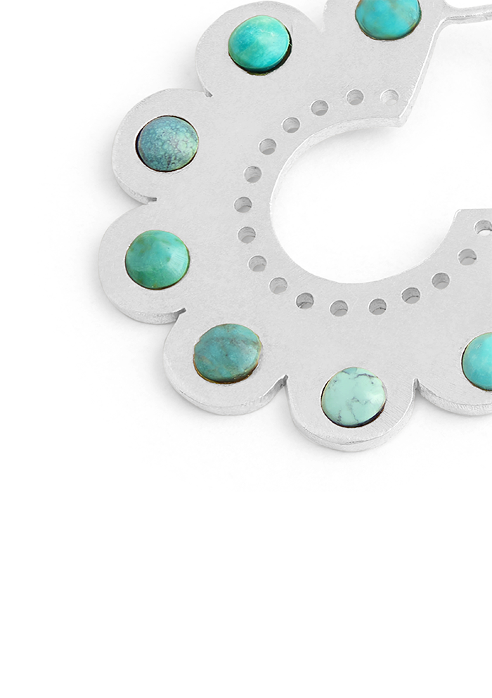 Turquoise Round Hoops  - Handmade In Nepal