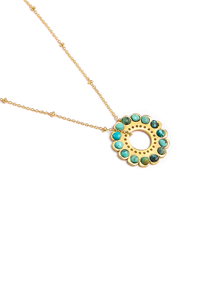 Turquoise Motif Necklace  - Handmade In Nepal