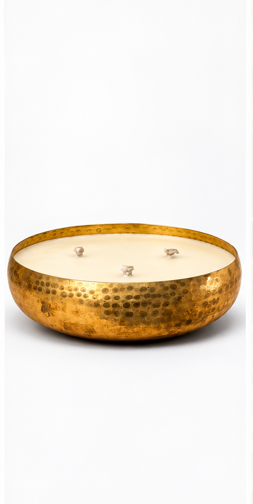 Brass Bowl Candle: Beeswax Handmade Sandalwood Candle