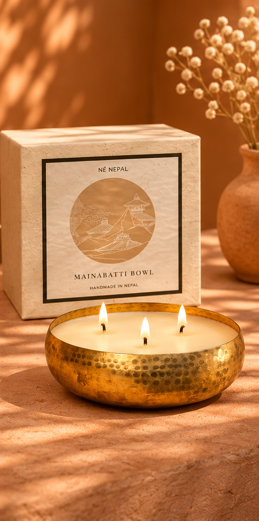 Brass Bowl Candle: Beeswax Handmade Sandalwood Candle