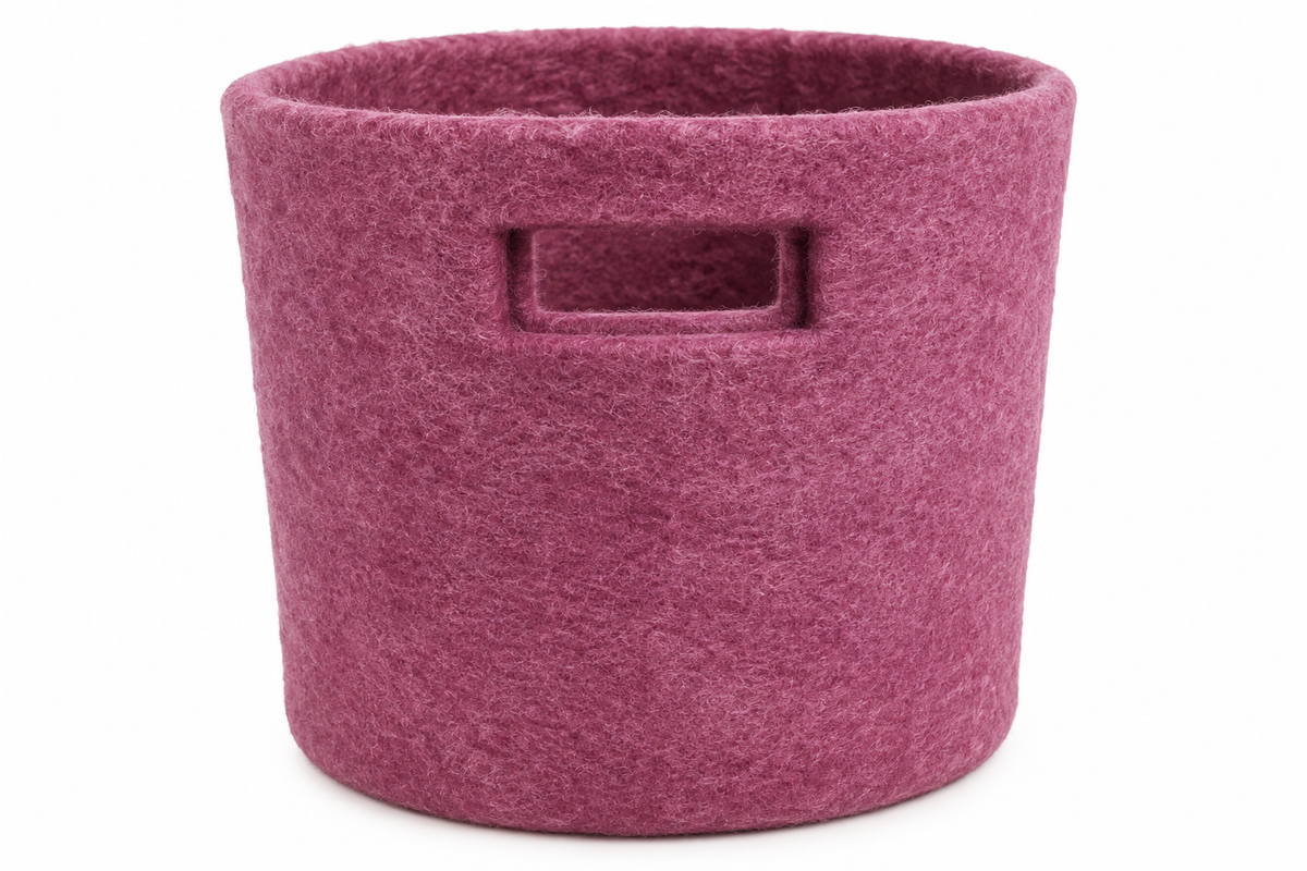 Blossom Pink Handmade Wool Felt Storage Basket