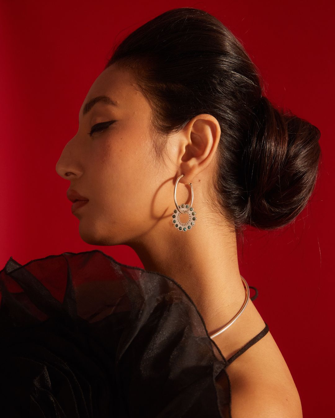 Turqoise flower Hoops