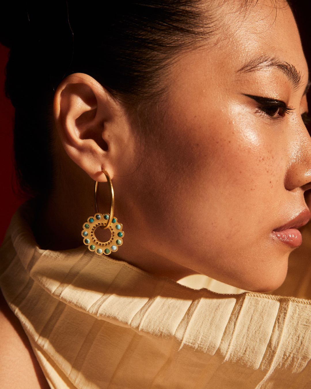Turqoise flower Hoops