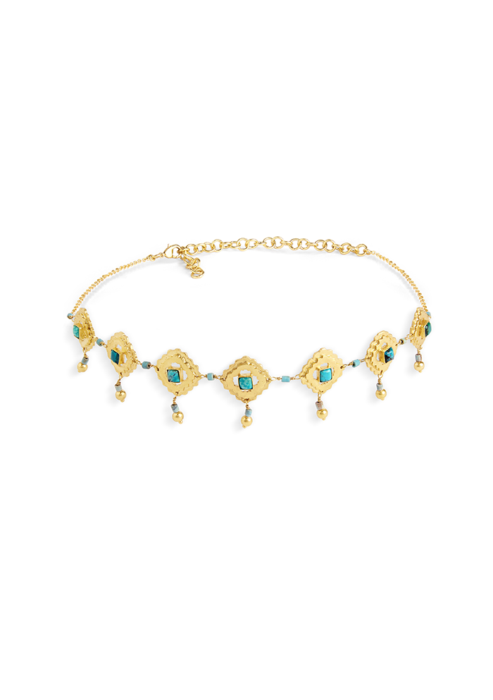 Turquoise Artisinal Choker  - Handmade In Nepal