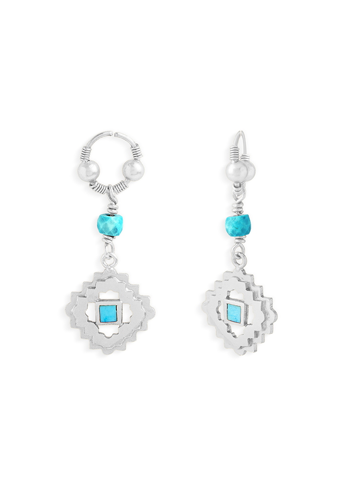 Turquoise Drop Earrings - Handmade In Nepal