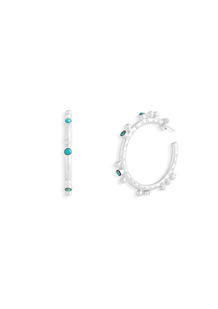 Turquoise Hoops  - Handmade In Nepal