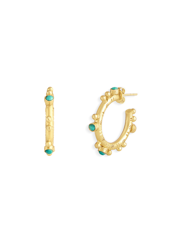 Turquoise Hoops  - Handmade In Nepal