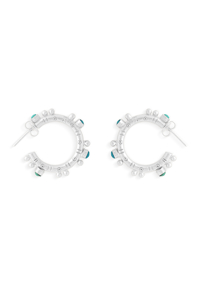 Turquoise Hoops  - Handmade In Nepal