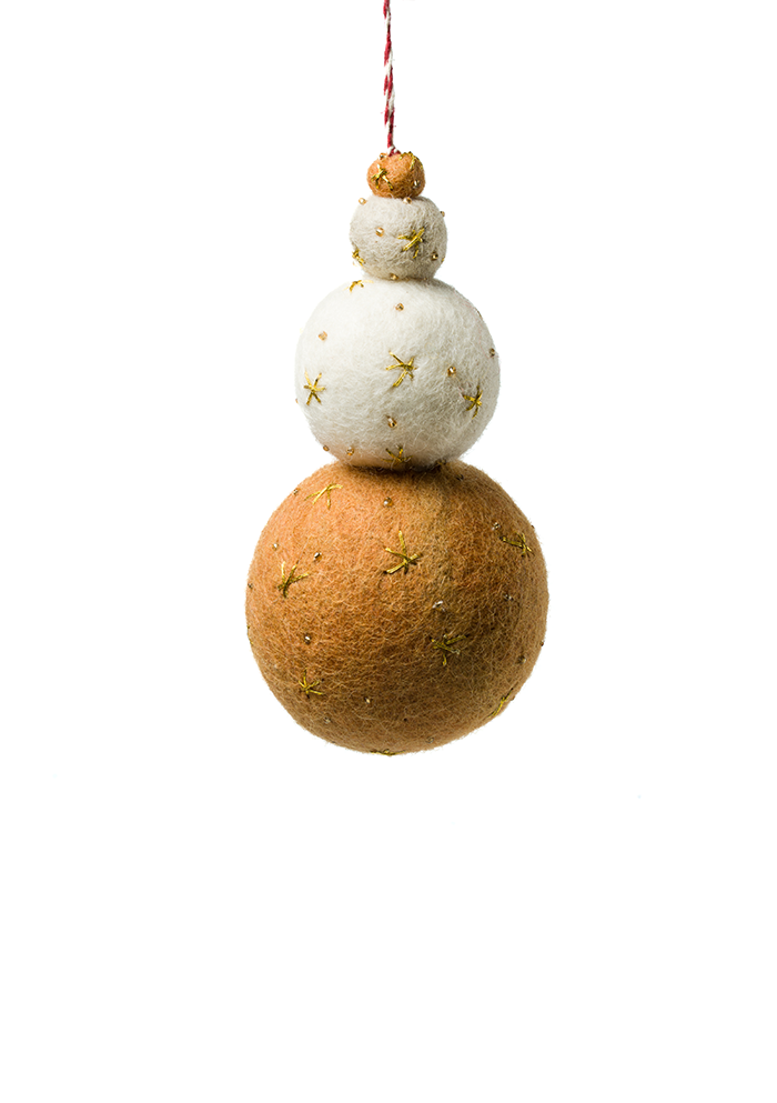 White and Orange Felt Chirstmas Ornament