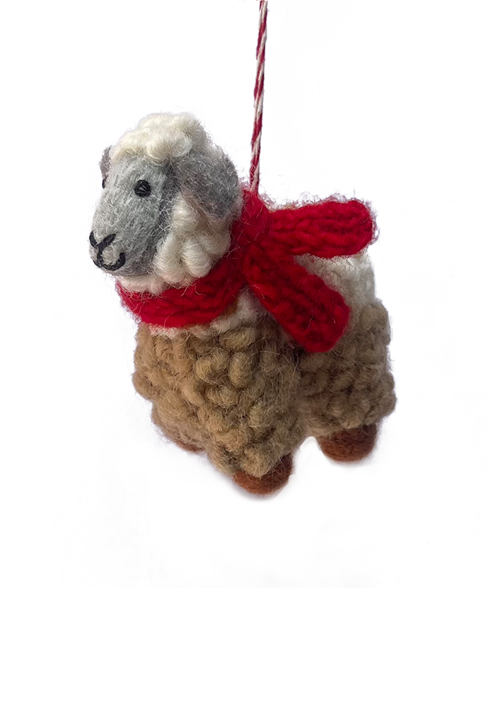 Sheep Felt and Wool Christmas Ornament